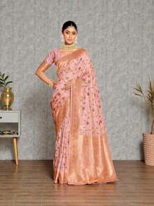 Banarasi Silk Saree, Cultural Wear For Women - Multicolor - View 2