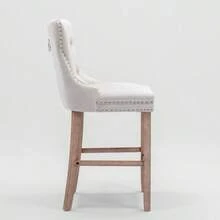 Set Of 2 Bar Stools With Velvet Upholstery / Medieval-Modern Style Bar Stools / Weight Capacity Up To 300 Lbs / High-Elasticity Foam / Suitable For Restaurants Or Kitchens - 米色 - 查看 7