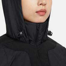 Nike 女款舒適百搭純色立領拉鍊休閒鋪棉外套 - 黑色 - 查看 3