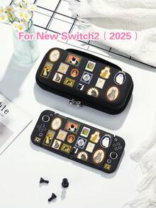 1件復古時尚貓咪肖像設計保護殼，相容於Switch 2nd Gen (2025)，適用於Switch NS/Switch OLED，適合Switch 2遊戲主機配件，收納袋，Switch保護殼，送給Switch玩家的浪漫禮物 - 彩色 - 查看 2