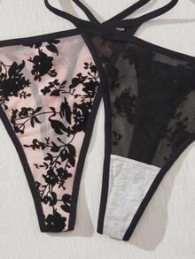 3pcs Plus Size Women Casual Comfortable Thong Panties Elastic Fabric Underwear Set - Multicolor - View 5