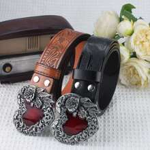 Minimalist Versatile Red Heart Rose Buckle Belt, Essential Gift - Multicolor - View 2
