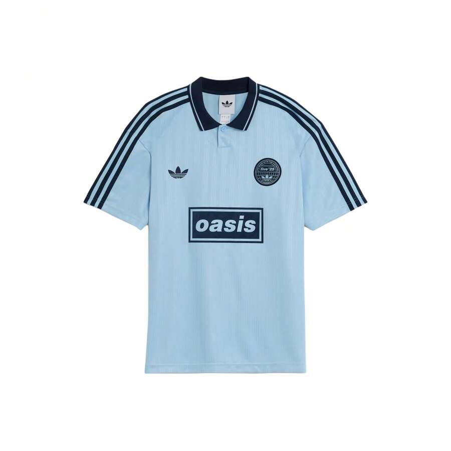 adidas originals × Oasis 聯名款 情人節限定 巡迴賽提花復古柔軟寬鬆短袖足球衣 男女同款 - 藍色 - 查看 1