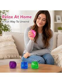 1pc Random Transparent Maltose Ice Cube Squeeze Stress Ball, Solid Soft Chewy Square Fingertip Toy, Soft Stretchable TPR Anxiety Relief Sensory Toy, Suitable For Kids And Adults, Portable Desktop Stress Relief Toy, Perfect Party Favor And Holiday Gift - Multicolor - View 10