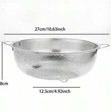 1 buah Saringan Dapur Stainless Steel, Tebal dan Anti Karat untuk Mencuci Sayuran & Buah. Desain Lubang Drainase Hemat Ruang, Cocok untuk Mencuci Beras dan Mengeringkan Buah; Hadiah Praktis yang Sangat Baik untuk Pecinta Masakan Rumahan. - Perak - View 11