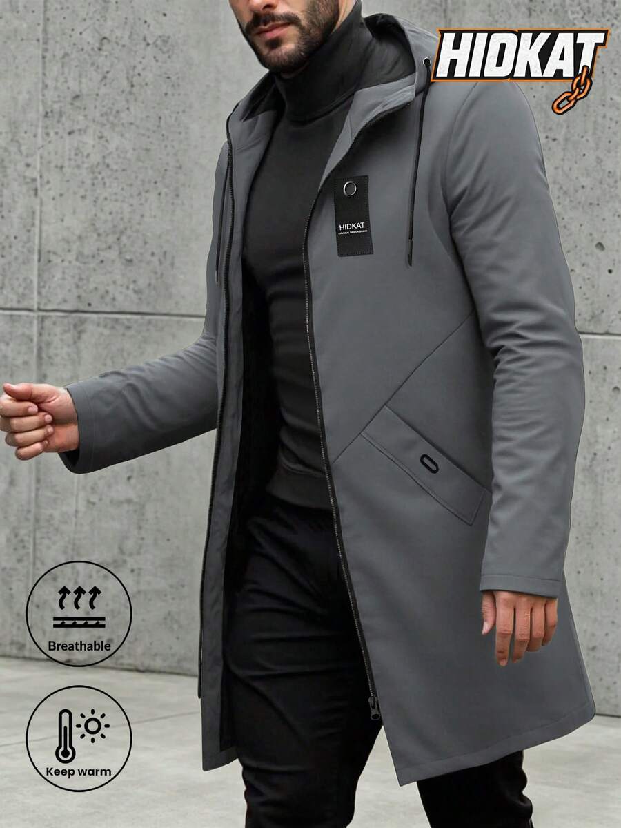 Men's Lightweight Hooded Jacket With Pockets, Casual Long Coat For Spring And Autumn, Daily Wear And Date Jacket