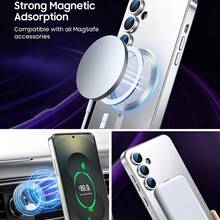 磁吸相容 Galaxy A57 A37 A56 A36 A27 A26 A16 A17 A06 A07 S25 FE S26 手機殼 [內建相機鏡頭保護蓋] 纖薄軟矽膠防震緩衝金屬光澤軟殼，適用 S26 Ultra S25 Ultra S24 Ultra - 銀色 - 查看 2