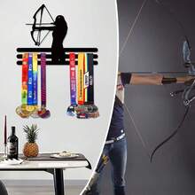 1PC Archery Competition Silver/Bronze Medal Display Stand, Metal Wall Decor Storage Rack, Suitable For Sports Awards, Weather-Resistant Display For Collectibles - Perfect For Sports Enthusiasts And Athletes - Indoor/Outdoor Display, Ideal Gift For Sports Fans And Champions - Black - View 5