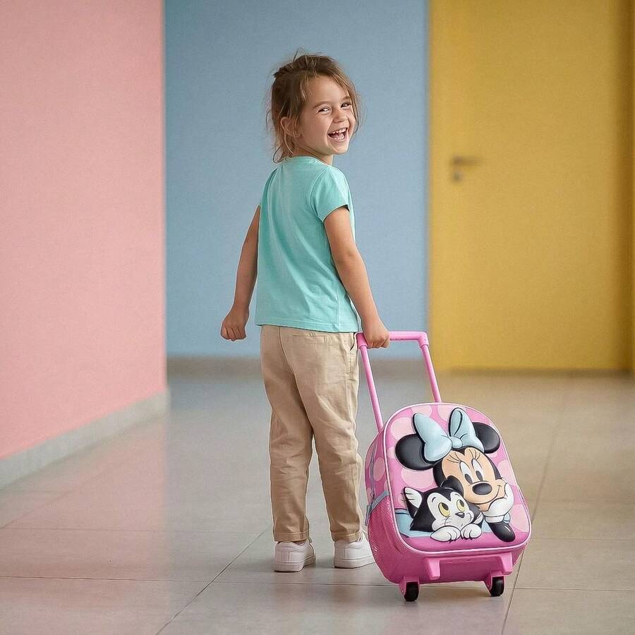 Cerdá Minnie Mouse Wheeled Backpack For Girls - 3D Pink Trolley, One Size, Lightweight And Durable, 67% Polyester/33% EVA, Officially Licensed Disney Product For Nursery And Back To School - Option 6 - View 1