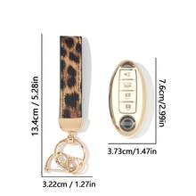 Bộ 3 món vỏ bảo vệ chìa khóa ô tô Smart 4 nút bằng TPU mềm chuyên dụng + dây đeo móc khóa da kèm tua vít - 18A Màu trắng với khóa in họa tiết da báo - Xem 3