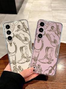 1件 Premium Line 牛仔帽 & 牛仔靴個性化透明軟保護殼，適用於 Honor Galaxy A04e/12/A13/A14/A34/A50/A52/A53/A54/S21/S22/S23/S24/S25/S25Ultra/S25FE/S26/S26 PLUS/S26 ULTRA/S26 EDGE/ 6A/7A/8A/ 12T/13T/15T/15 TPRO [國際版，非本地版] - 無色 - 查看 3