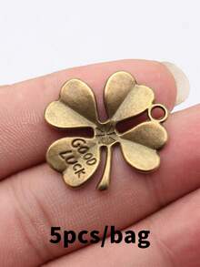 5件組 28x26mm GOOD LUCK 四葉草吊墜飾品，DIY珠寶手工項鍊鑰匙圈手機鍊手鍊製作配件 - GOOD LUCK四葉草 - 查看 5