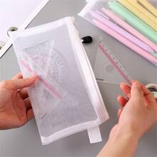 1/3pcs A4 A5 A6 Transparent Mesh Zipper File Bags, Waterproof Document Pouches, School Office Supplies Pencil Case Storage Bags, Back To School Stationery Organizer Gift Set - White - View 7