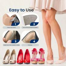 Heel Pads - 2 Pairs, Soft And Comfortable, Unisex, Suitable For Dress Shoes, High Heels, Sneakers - Strong Adhesive, Durable - Black/Apricot - Multicolor - View 3