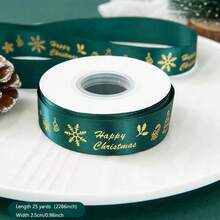 Letter Cartoon Polyester Christmas Gold Foil Ribbon Floral Gift Box Decoration Red Green Christmas Ribbon - A - View 13