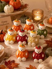 1pc Pumpkin Bear Silicone Candle Mold, Reusable DIY Plaster Resin Soap Making Craft Mold, Halloween Thanksgiving Theme Decorative Handmade Mold - Pumpkin Bear Mold - View 9
