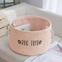 Dog Toy Storage Basket – Soft Fabric Organizer Bin With Rope Handles Pet Toy & Home Storage Basket - Multicolor - View 9