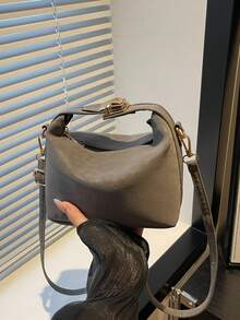 Minimalist Casual Small Handbag For Women, New High-Quality Niche Design Vintage Shoulder Crossbody Bag - Grey - View 9