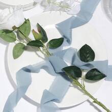3/6 Rolls DIY Handmade Tassel Chiffon Ribbon, Each Roll 1.5 Inch X 197 Inch, Frayed Edge Ribbon, Suitable For Wedding Invitations, Bridal Bouquets, Gift Wrapping, DIY Crafts, Bow Making And Party Decorations - Blue - View 4