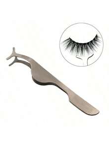 1pc Stainless Steel Eyelash Tweezers, False Eyelash Extension Tweezers, Removal Tweezers, Women's False Eyelash Application Tool - Multicolor - View 2
