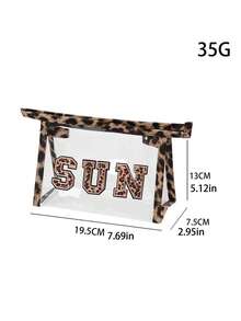 Leopard Print Fashion Double-Sided Transparent Wholesale Makeup Bag, Portable Large Capacity Travel Storage Bag With Waterproof Zipper, Also With Portable Sun Protection Velvet Patch, Waterproof Transparent SPF Sun Protection Makeup Bag, Waterproof Zipper Makeup Bag, Portable Travel SUN Velvet Patch Small Makeup Bag,Suitable For Vacation, Bathroom, Summer Beach, Swimming And Travel - Multicolor - View 15