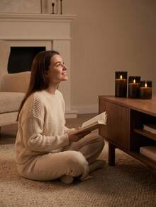 3pcs Grey Flameless Candles, Battery Operated With Remote Timer, Real Wax LED Pillar Candles, Flickering Flame, Warm Glow, Fading Effect, Suitable For Wedding And Home Decor - 黑色 - 查看 2