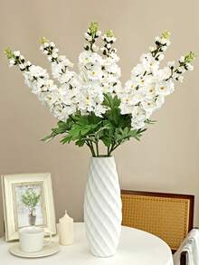 1pc Artificial Begonia Flower, Wedding Decoration, Vase, Decor, Restaurant, Living Room, Bedroom, Bedside Floral Arrangement, Bridal Bouquet, Wrist Corsage, Party Decoration, New Year Valentine's Day Gift, Autumn Decoration - White - View 5