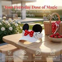 Disney 1件迪士尼黑色耳朵遮陽帽 中性款 3D黑色鼠耳紅色波點蝴蝶結白色手工裝飾 可調式透氣開頂棒球帽 可愛卡通主題 適合主題樂園、海灘、旅行、戶外日常度假 - 遮陽帽 - 查看 5