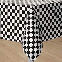 Taplak Meja Pesta Motif Kotak-kotak Hitam Putih, Bahan PE, Tahan Air dan Minyak, Cocok untuk Pesta Ulang Tahun dan Berbagai Dekorasi Pesta Bertema Mobil, Ukuran 54*108 Inci, Juga Cocok untuk Penggunaan Natal - Kotak-kotak hitam dan putih - View 1