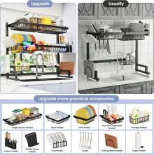 TAIMASI 1 PC Adjustable Space-Saving Over The Sink Dish Drying Rack - Multifunctional Kitchen Dish Rack With Cutting Board Holder, Large Capacity, Easy Installation, Rust-Resistant, Compact Design - Perfect For Kitchen Counter Organizer - View 6