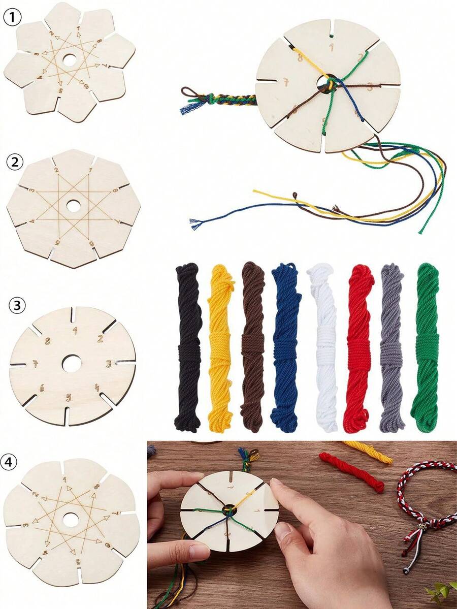 Bracelet Weaving Disc, Flower-Shaped Round Wooden Bracelet Weaving Board, Weaving Tools, Beaded Rope Weaving Disc, Gift Making Accessories, Friendship Bracelet Making, Rope Weaving Materials, Kumihimo Weaving Supplies, DIY Jewelry Making, Handmade Craft Materials, Precision Weaving Tools, Lightweight Weaving Auxiliary Tools, Jewelry Making Tools, Suitable For DIY Enthusiasts