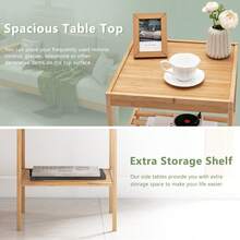 2 Pack Bamboo Compact Nightstand 2-Tier Side Table With Bottom Shelf Square End Table For Small Space Living Room Bedroom - Caqui - Ver 9
