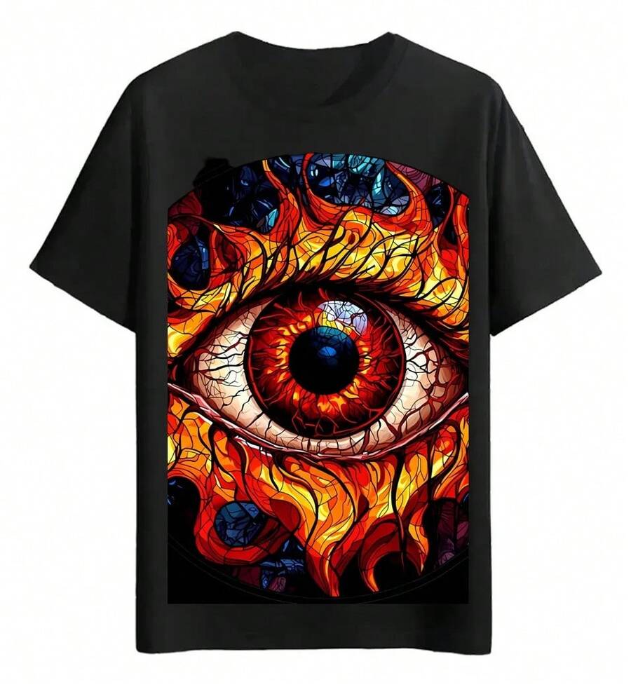 Playeras Ojo Ardiente Diseño Artístico - Negro - Ver 1