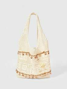 Bolso beige a cuadros