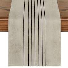 1pc Vintage Style Table Runner, Modern Living Room Dining Tablecloth Mat, Minimalist Rectangular Tablecloth, Dry Cleanable, Machine Washable, Suitable For Kitchen Dining Table, Party, Wedding Decoration, Linen Faux Antique, Suitable For Entryway, Family Gathering, Coffee Table, Living Room - Multicolor - View 2