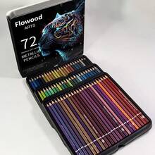 72-Count Metallic Colored Pencils Set, Soft Core Vibrant Colors For Adult Coloring Books, Drawing Sketching & Shading Art Supplies - 72 Metallic Colored Pencils - View 7