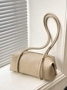 Bolso de mano tipo Boston Bowling de diseño coreano de nicho, bolso de hombro y axila de gran capacidad - Beis - Ver 8