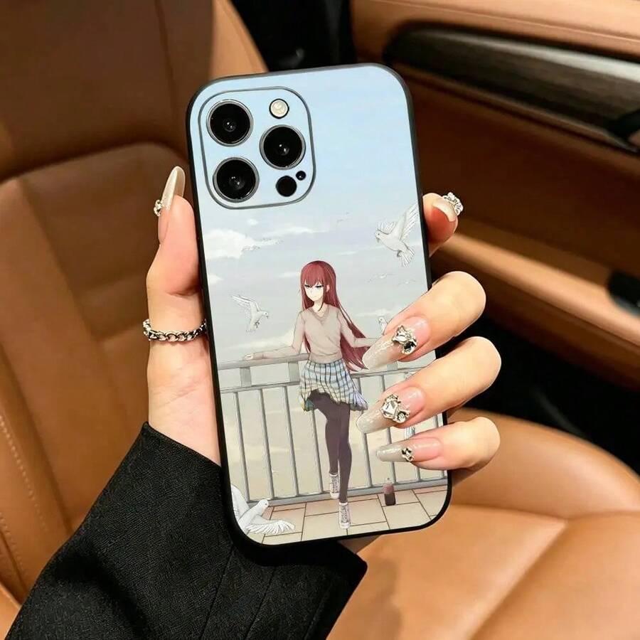 Anime SteinsGate Makise Kurisu Mobile Phone Case, Suitable For IPhone 12 13 14 15 16 17 Pro Max, Lightweight And Soft Protective Case, Black. - z7 - View 1