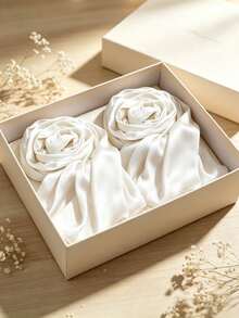 Crinkled Satin Headscarf, Single Or 2 Packs, No Gift Box Included - White - View 4