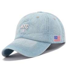 1pc Women's NYC Letter Washed Denim Embroidered Baseball Cap, Street Fashion Hat, Outdoor Sun Protection Casual Cap For Spring/Autumn Travel, Beach Vacation - Multicolor - View 14
