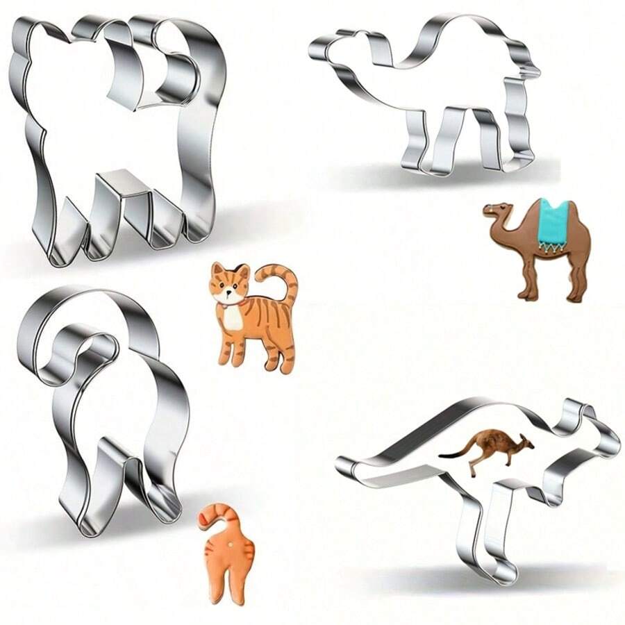 1 khuôn cắt bánh hình lạc đà bằng thép không gỉ, dùng cho các lễ hội tự làm. - Bạc - Xem 1