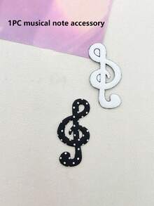 1pc Polka Dot Music Note Headband, Black & White Treble Clef With Star-Shaped Rhinestone Hairband, Suitable For Women's Daily Wear - Multicolor - View 8