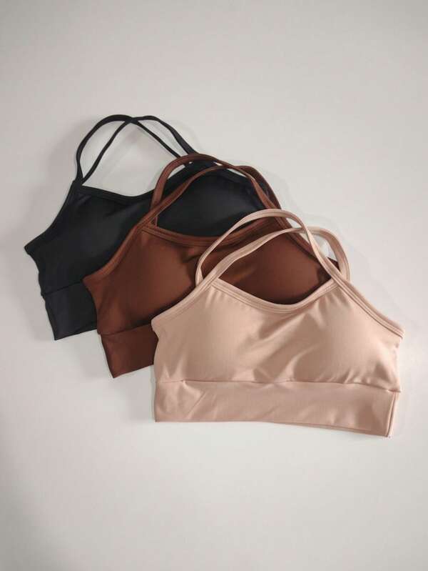 KIT 3 Croppeds Academia de Alcinha em X Tops Zero Transparência Com Bojo Removível Ref. 890