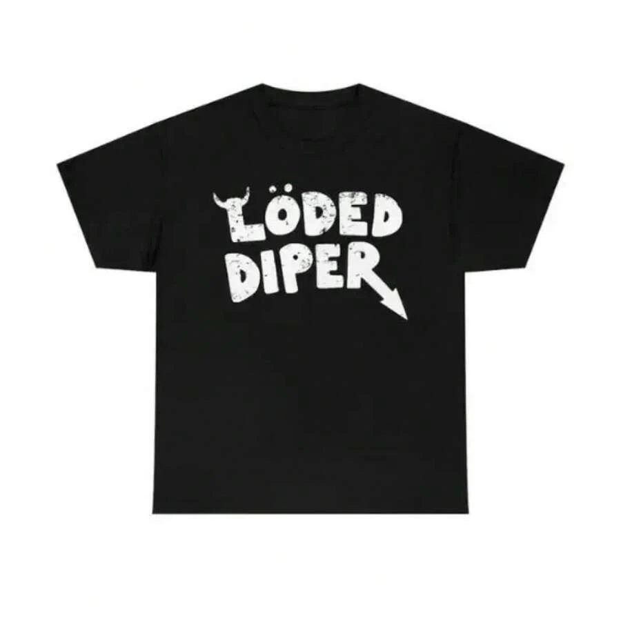 Camiseta Unisex de Algodón Grueso Loded Diaper, Estilo Vintage Desgastado, Regalo de Golf para Hombres y Mujeres - Negro - Ver 1