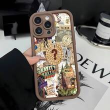 Funda para teléfono con temática de Gravity Falls, compatible con fundas para teléfonos , Apple, VIVO, OPPO, , ,  y Honor. Fabricada en TPU, ofrece protección contra golpes y caídas. - Marrón - Ver 1