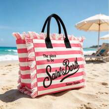 Handbag Large Capacity Casual Tote Bag Canvas Tassel Tote Bag 29*22*10cm - 粉色 - 查看 1
