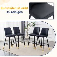 Set Of 2 Bar Stools / 100 Cm High. Stylish Bar Stools / Black PU Leather And Comfortable Footrest / Available In Several Colors / 120 Kg Load Capacity / For Restaurants, Bars And Living Rooms - 黑色 - 查看 4