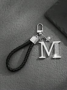 1pc Fashionable European & American Style Creative Versatile Premium English Letter Shaped Keychain Bag Charm, Suitable For Men & Women Car Key Bag Decoration And Holiday Gift - Silver - View 24