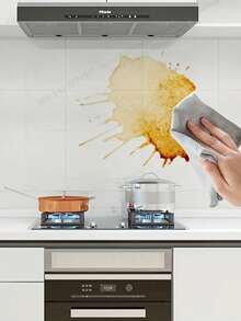 1PC High Temperature Resistant Transparent Oil-Proof Kitchen Sticker, Large Size PET Material, Glass And Cabinet Waterproof Anti-Fouling Wall Tile Protector - View 2