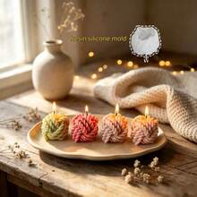 DIY Tonform 2 Stücke Garnkugel-Stil Kerzenornament Form geeignet für die Herstellung von Harz, Gips, Kerzen, Aromatherapie-Produkten, Heimdekoration, Tischplatte Silikonform - 2 Stück Garnknäuelform - Übersicht 1